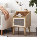 Christopher Knight Home® Merlack End Table with Hutch - Natural/White, Sleek Style, Ample Storage