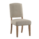 Homelegance By Top-Line Nicklaus Nailhead Linen Upholstered Dining Chairs (Set of 2) Light Natural Rubberwood