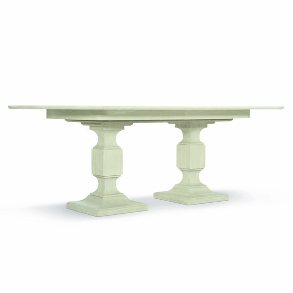 Bernhardt Bernhardt East Hampton Cerused Linen Dining Table With Two 20" Leaves, Two-Pedestal Neo-Traditional Design K1429