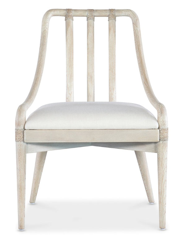 Hooker Furniture Commerce Seaside Chair — Coastal Dining & Accent Chair With Oyster Performance Seat, Rope-Wrapped Joints, Natural Wood Finish 7228-75012-80