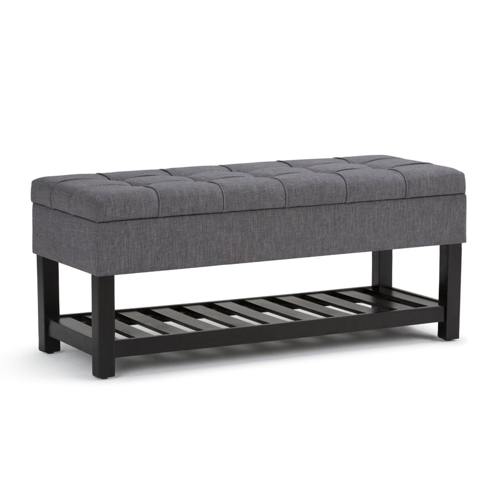 English Elm Saxon Storage Ottoman Bench In Slate Grey - Stylish, Versatile, And Functional Seating With Storage! B136P159133-GIGA
