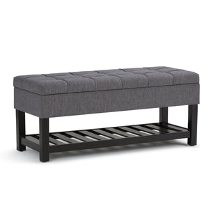 English Elm Saxon Storage Ottoman Bench In Slate Grey - Stylish, Versatile, And Functional Seating With Storage! B136P159133-GIGA