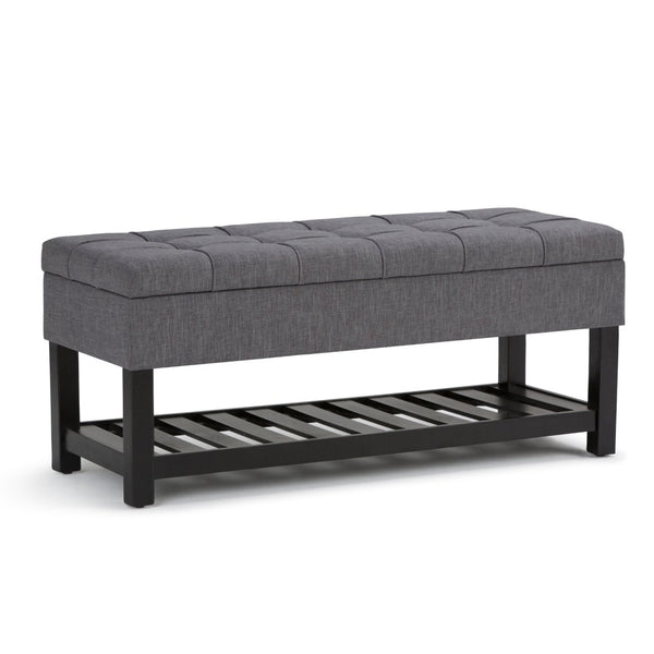 English Elm Saxon Storage Ottoman Bench In Slate Grey - Stylish, Versatile, And Functional Seating With Storage! B136P159133-GIGA