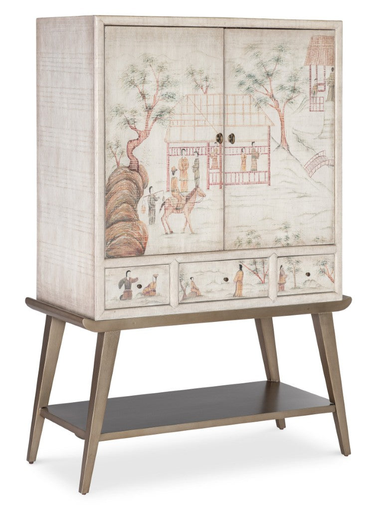Hooker Furniture Melange Canvas Crackle Accent Chest With Hand-Painted Asian Motif, Soft-Close Drawers & Storage 628-85711-05