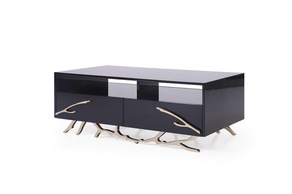 VIG Furniture Modrest Legend Modern Black & Gold Coffee Table VGVCCT8111-BLK