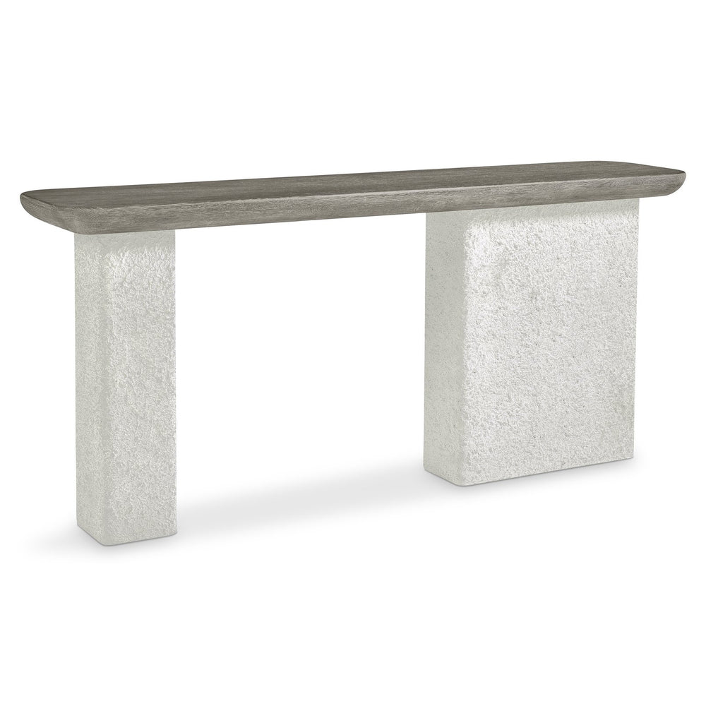 Bernhardt Bernhardt Monolith Console Table With Wire-Brushed Oak Top & Faux Stone Column Bases, 72" Wide 343915