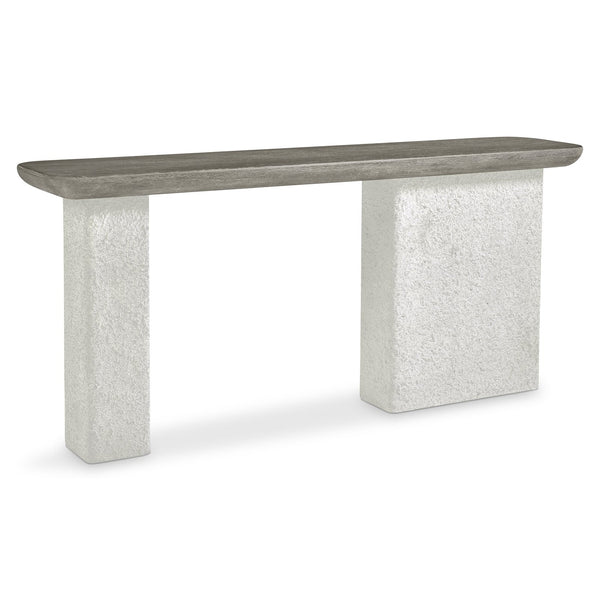 Bernhardt Bernhardt Monolith Console Table With Wire-Brushed Oak Top & Faux Stone Column Bases, 72" Wide 343915