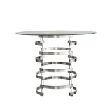 Homelegance By Top-Line Pierce Vortex Base Counter Height Dining Table Chrome Metal