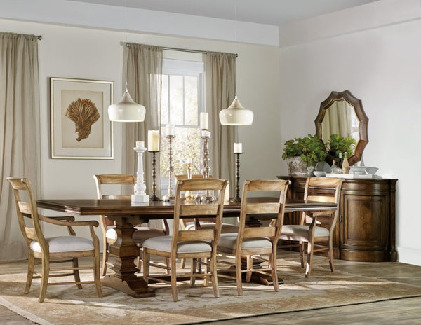Hooker Furniture Archivist Pecky Pecan Sideboard With Bluestone Top, Antique Hardware, Felt-Lined Drawers & Pull-Out Serving Surface 5447-75903