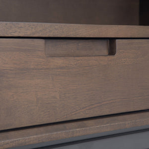 English Elm Banting Mid-Century Modern Bookcase – Walnut Brown With Metal Frame, Adjustable Shelves & Drawers B136P158465