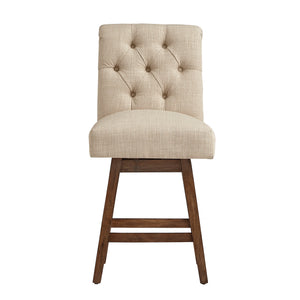 Homelegance By Top-Line Jacinta Tufted Linen Upholstered Swivel Stools (Set of 2) Brown Rubberwood