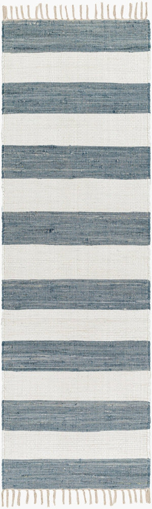 Livabliss Cotone Handmade Cotton Flatweave Runner Rug for Hallways Kitchens and Entryways White, Denim 2'6" x 8' CTE2300-268