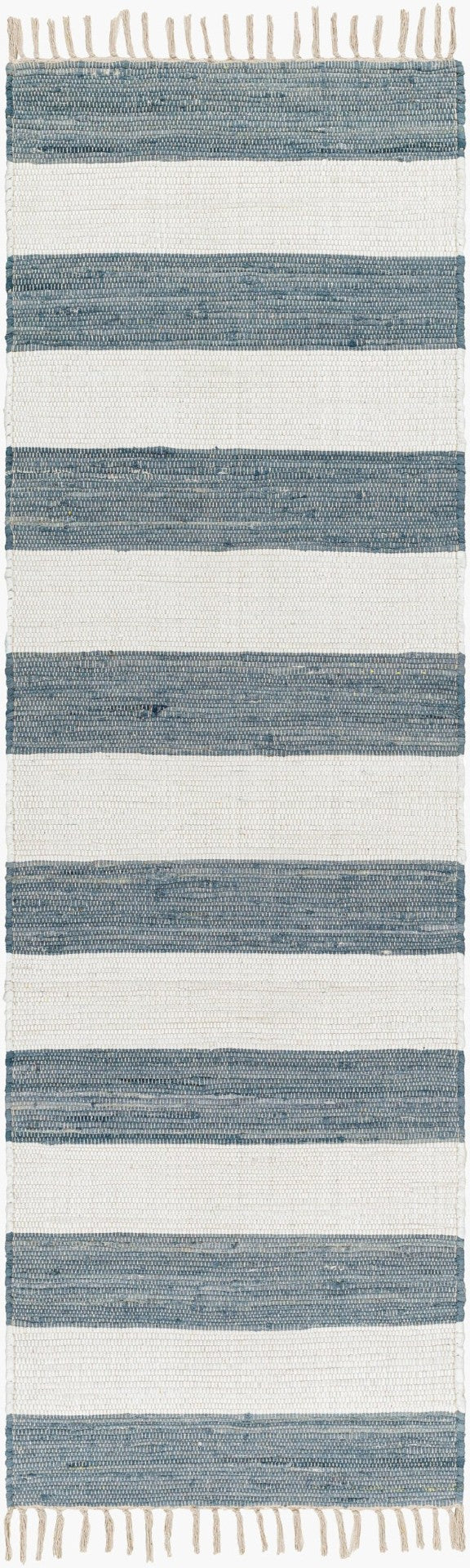 Livabliss Cotone Handmade Cotton Flatweave Runner Rug for Hallways Kitchens and Entryways White, Denim 2'6" x 8' CTE2300-268