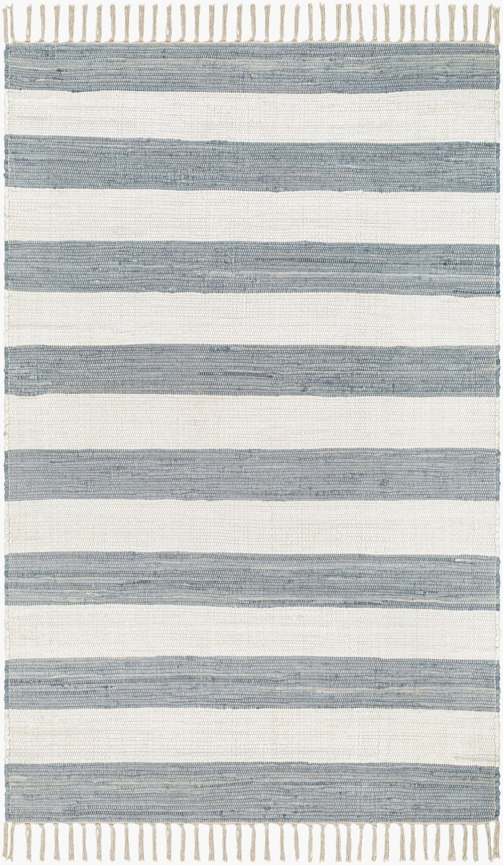 Livabliss Cotone Handmade Cotton Flatweave Runner Rug for Hallways Kitchens and Entryways White, Denim 5' x 7'6" CTE2300-576