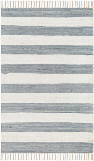 Livabliss Cotone Handmade Cotton Flatweave Runner Rug for Hallways Kitchens and Entryways White, Denim 5' x 7'6" CTE2300-576