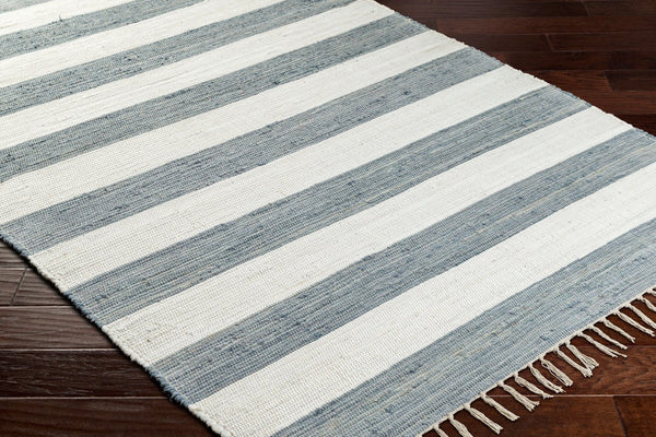 Livabliss Cotone Handmade Cotton Flatweave Runner Rug for Hallways Kitchens and Entryways White, Denim 5' x 7'6" CTE2300-576