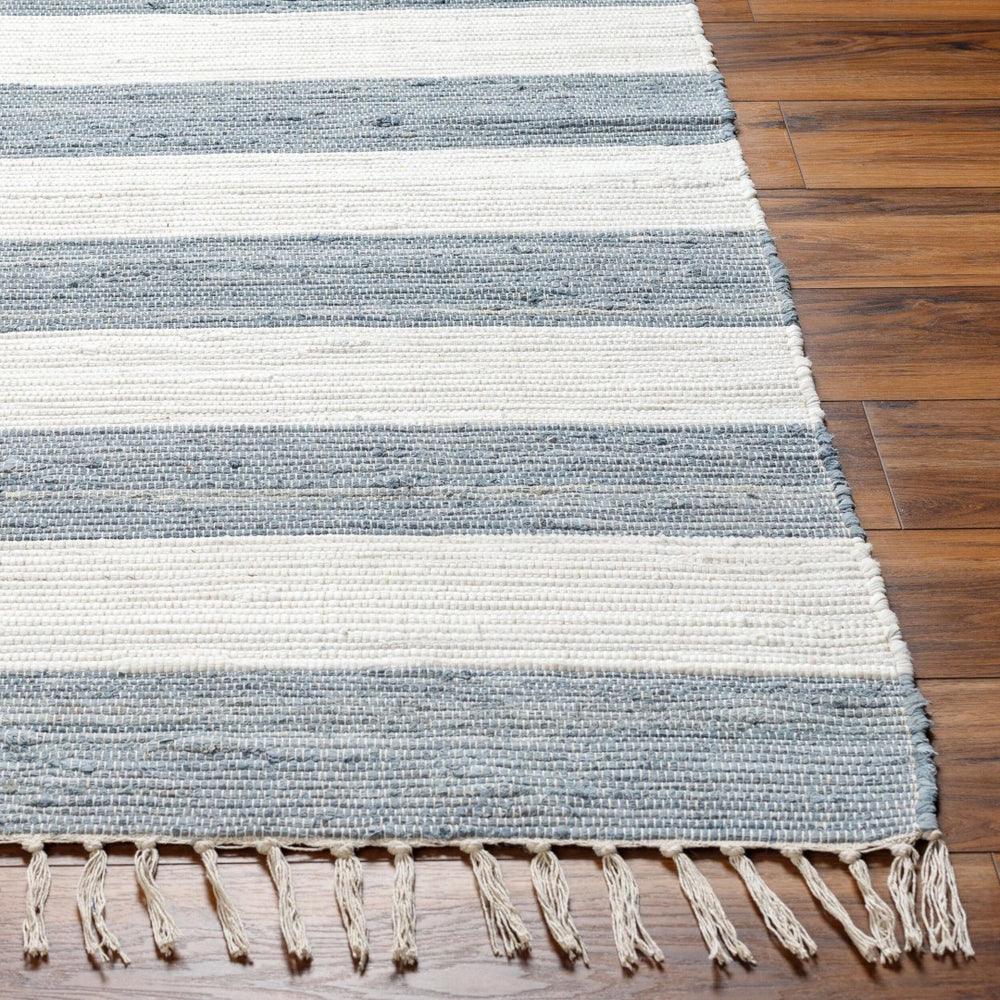 Livabliss Cotone Handmade Cotton Flatweave Runner Rug for Hallways Kitchens and Entryways White, Denim 5' x 7'6" CTE2300-576