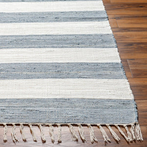 Livabliss Cotone Handmade Cotton Flatweave Runner Rug for Hallways Kitchens and Entryways White, Denim 5' x 7'6" CTE2300-576