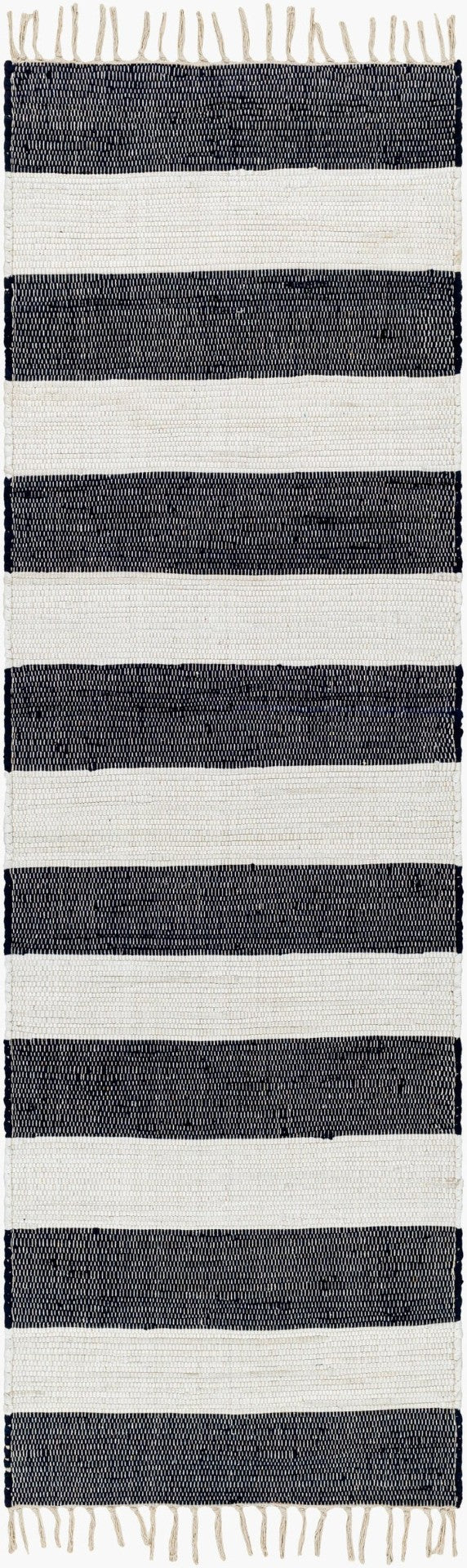 Livabliss Cotone Handmade Cotton Flatweave Runner Rug for Hallways and Entryways White, Navy 2'6" x 8' CTE2301-268