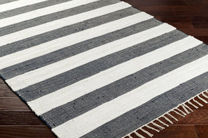 Livabliss Cotone Handmade Cotton Flatweave Runner Rug for Hallways and Entryways White, Navy 27" x 45" CTE2301-2745