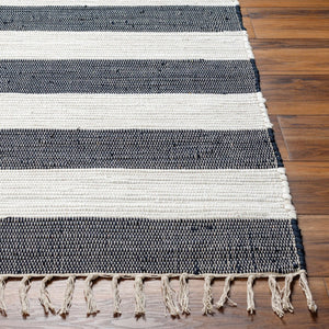 Livabliss Cotone Handmade Cotton Flatweave Runner Rug for Hallways and Entryways White, Navy 27" x 45" CTE2301-2745
