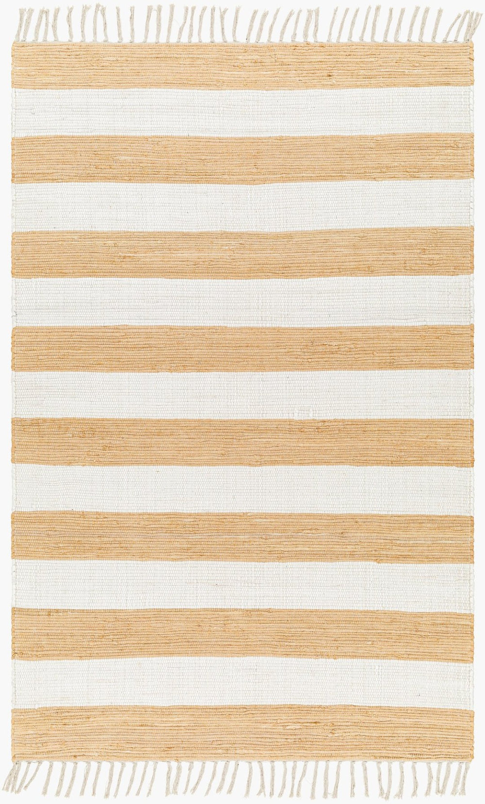 Livabliss Cotone Handmade Cotton Flatweave Runner Rug for Hallways Entryways and Kitchen Spaces White, Camel 27" x 45" CTE2302-2745