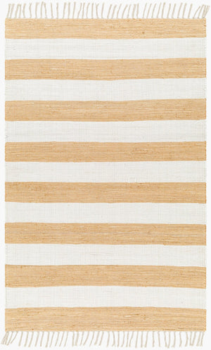 Livabliss Cotone Handmade Cotton Flatweave Runner Rug for Hallways Entryways and Kitchen Spaces White, Camel 27" x 45" CTE2302-2745