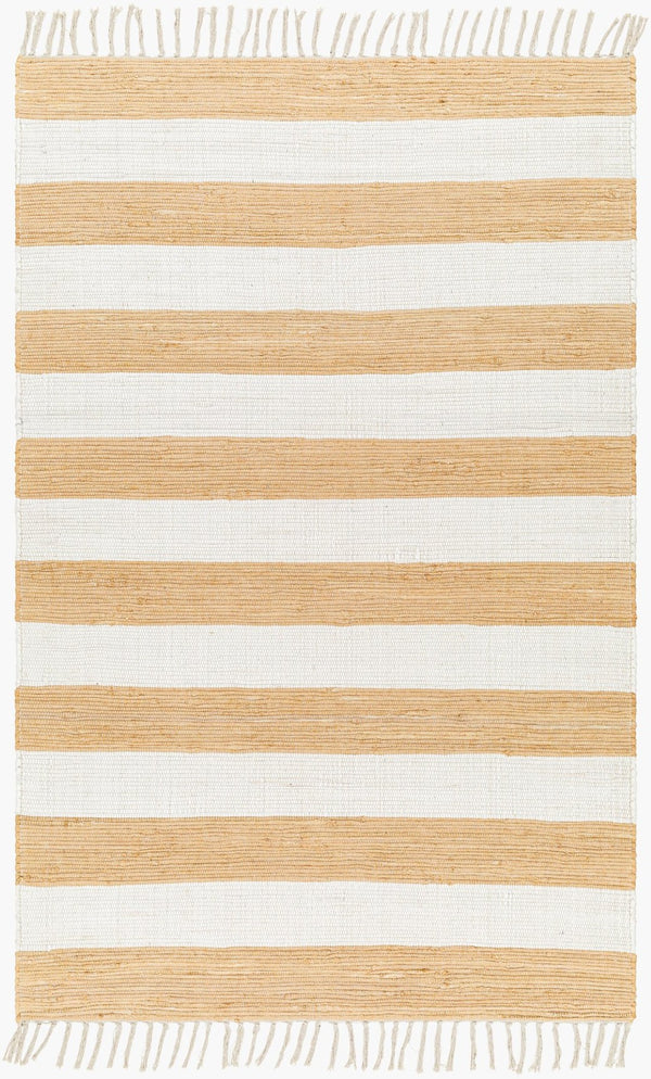 Livabliss Cotone Handmade Cotton Flatweave Runner Rug for Hallways Entryways and Kitchen Spaces White, Camel 27" x 45" CTE2302-2745