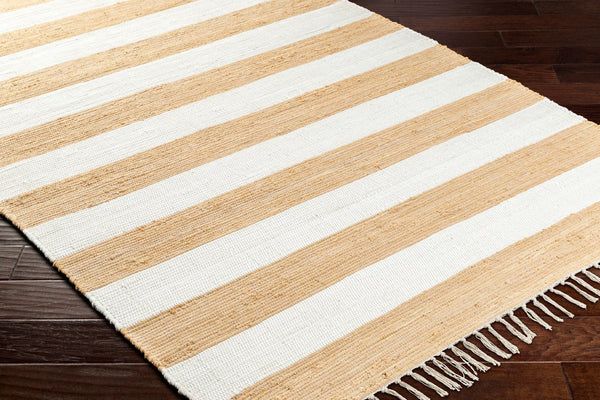 Livabliss Cotone Handmade Cotton Flatweave Runner Rug for Hallways Entryways and Kitchen Spaces White, Camel 2'6" x 8' CTE2302-268