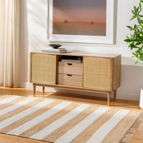 Livabliss Cotone Handmade Cotton Flatweave Runner Rug for Hallways Entryways and Kitchen Spaces White, Camel 27" x 45" CTE2302-2745