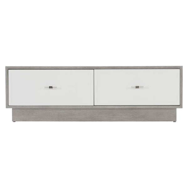 Bernhardt Bernhardt Cerused Greige Oak Cocktail Table With Lacquered White Drawers, Lucite Hardware & Casters 442027