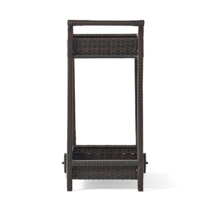 English Elm Savona Woven Resin Wicker Bar Cart with Rolling Casters for Patio or Living Room 56215.00MBRN
