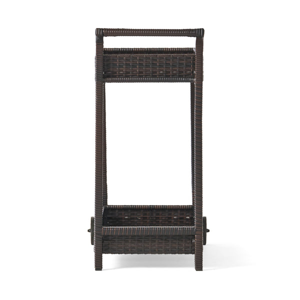 English Elm Savona Woven Resin Wicker Bar Cart with Rolling Casters for Patio or Living Room 56215.00MBRN