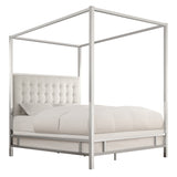 Homelegance By Top-Line Avianna Chrome Canopy Bed with Upholstered Headboard Chrome Metal