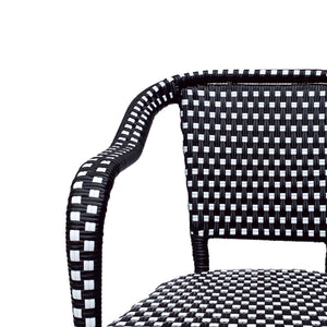 English Elm Bistro Chair Set of 2 French Country Woven Aluminum Outdoor Patio Seating Pair Black White 72906.00BLK