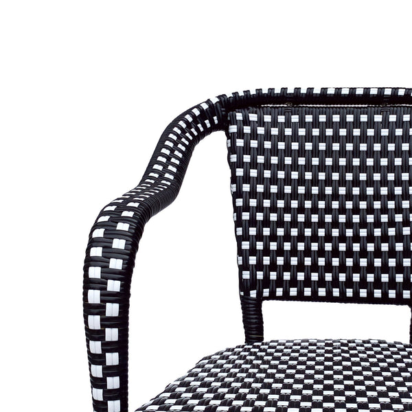 English Elm Bistro Chair Set of 2 French Country Woven Aluminum Outdoor Patio Seating Pair Black White 72906.00BLK