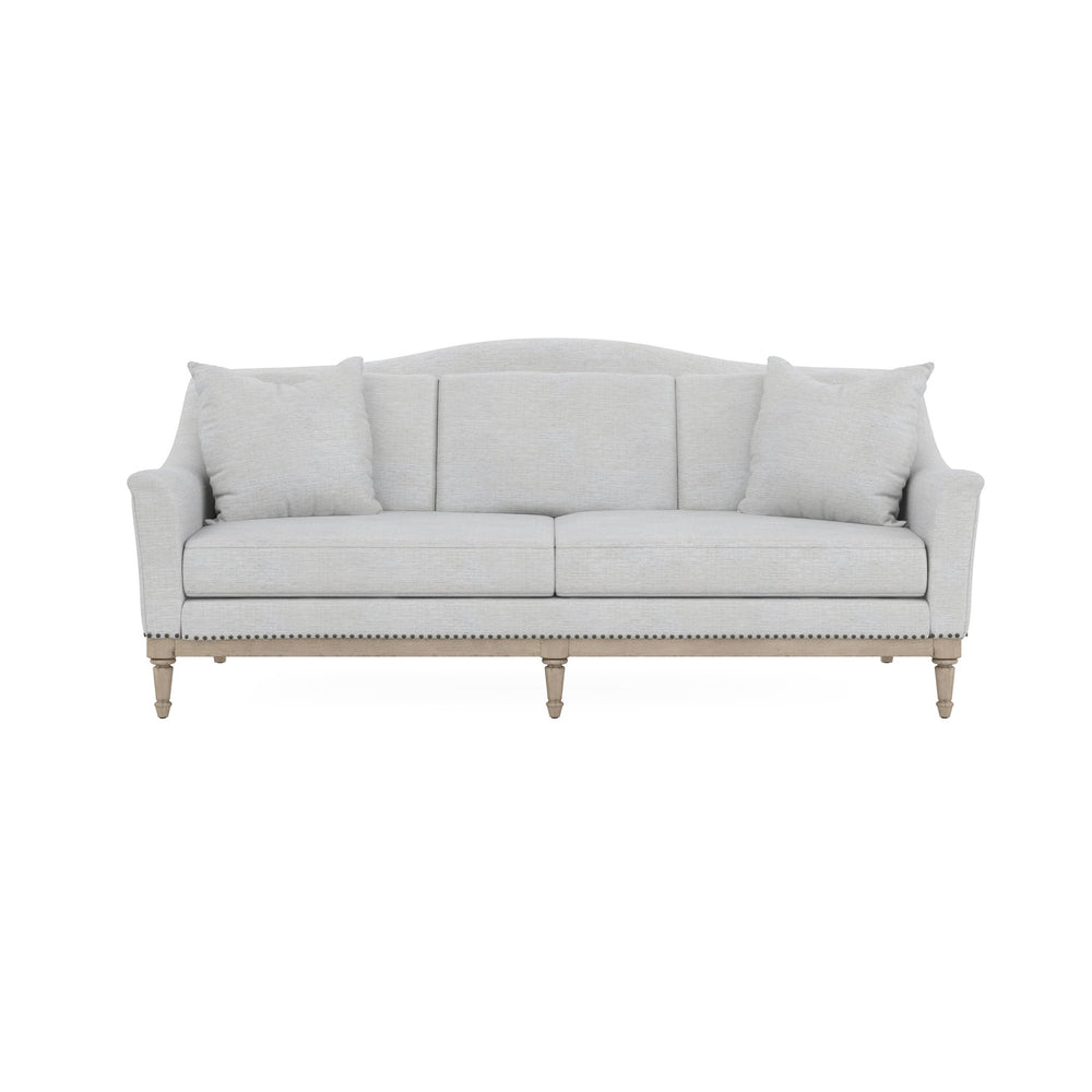 A.R.T. Furniture Magritte Sofa In Charcoal Velvet - Classic Camel Back Design With Washed Maple Finish & Cushions Beige Rubberwood Solids,Foam,Fabric,Metal 528501-5851aa