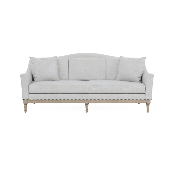 A.R.T. Furniture Magritte Sofa In Charcoal Velvet - Classic Camel Back Design With Washed Maple Finish & Cushions Beige Rubberwood Solids,Foam,Fabric,Metal 528501-5851aa