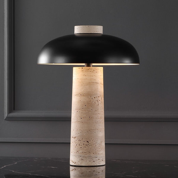 Safavieh Giacomo Travertine Table Lamp Travertine / Black 13.5 IN W x 13.5 IN D x 18.3 IN H