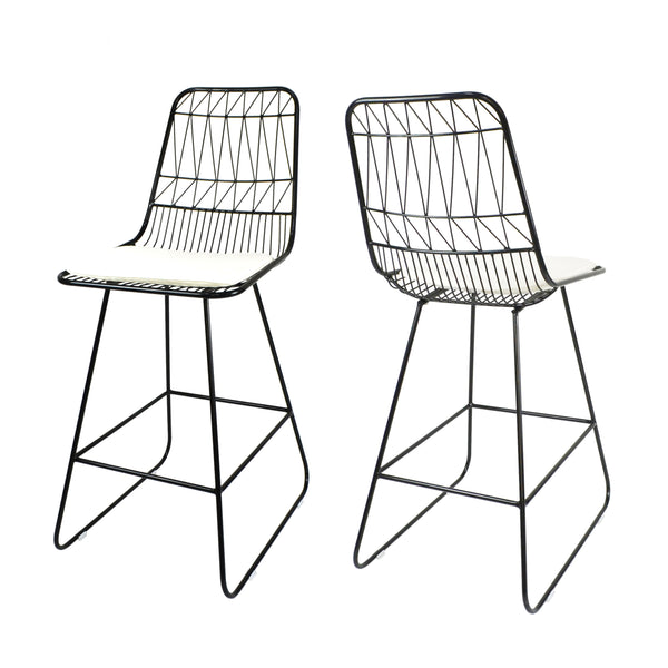 English Elm Christopher Knight Home® - Niez Counter Stools - Stylish Pair Of Durable Iron Frame Seating With Cushions For Indoor & Outdoor Use 63918.00BLKIVY