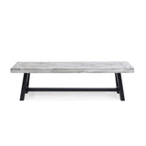 Christopher Knight Home® - Noble House - Outdoor Carlisle Benches, Sandblasted Light Gray + Black(Set Of 2)