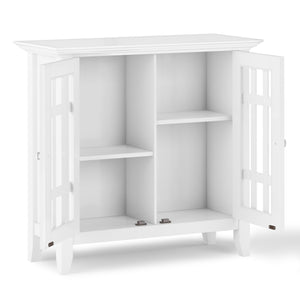 English Elm Bedford Low Storage Media Cabinet - Stylish White Furniture With Glass Doors & Adjustable Shelves B136P158480