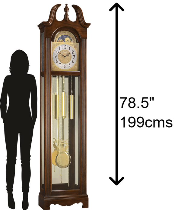 Hekman Furniture 2552 Harper Grandfather Clock - Elegant Cherry Finish, Melodic Chimes & Custom Nameplate Gift Option Bellair Cherry Harper Grandfather Clock 2552