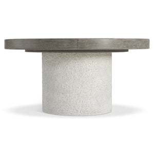 Bernhardt Bernhardt Monolith Round Dining Table With Faux-Stone Pedestal, Wire-Brushed Oak Top, 60" (Extensible) K2130