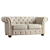 Homelegance By Top-Line Pietro Tufted Chesterfield Loveseat Beige Linen