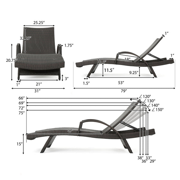 English Elm Christopher Knight Home® - Salem Pe Wicker Chaise Lounge With Adjustable Back, Weather-Resistant Design For Ultimate Comfort 52005.00ARM