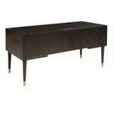 4-Drawer Desk with Charging Port in Chocolate Burl Brown Black with Chocolate Brown Burl finish P301017 Pulaski Furniture