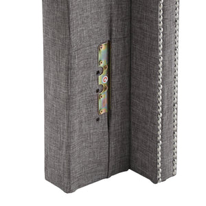 Homelegance By Top-Line Magnolia Nailhead Wingback Button Tufted Headboard Grey Linen