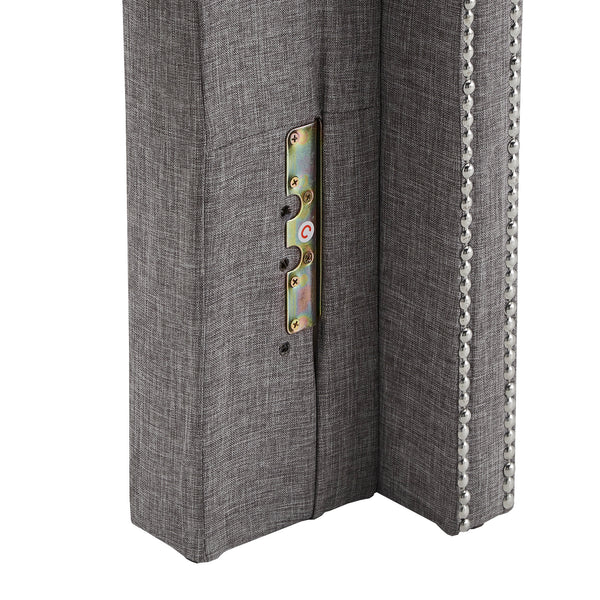 Homelegance By Top-Line Magnolia Nailhead Wingback Button Tufted Headboard Grey Linen