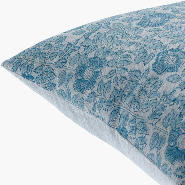 Surya Chateau De Chic 18" Accent Pillow - Luxurious Linen-cotton Blend With Elegant Embroidery Design Powder Blue Linen,Cotton,Linen,Cotton Cud001-2020d